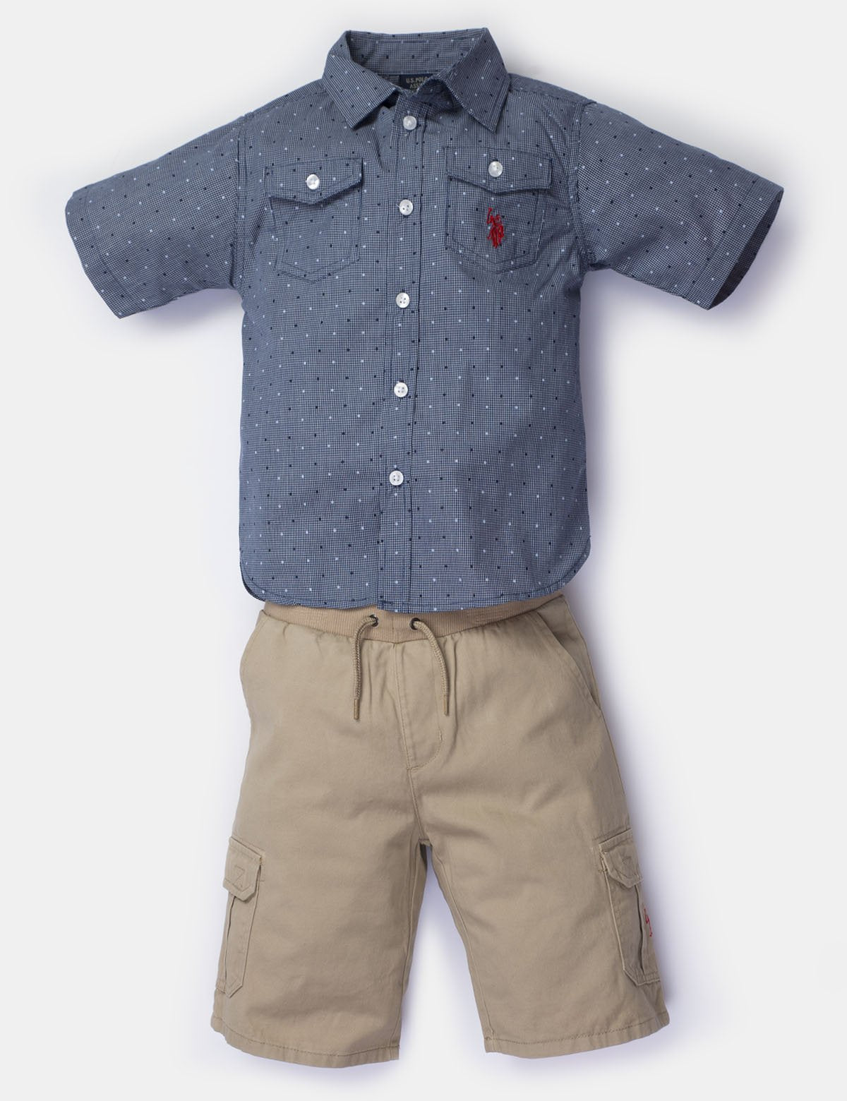 Boys' 2-Piece Woven Shirt & Shorts Set with Cargo Pockets | Casual Outfit