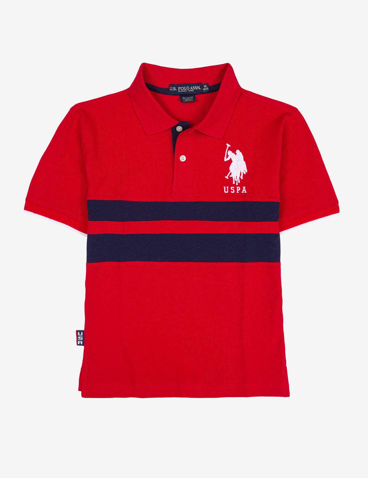 Boys' Striped Polo Shirt with Contrast Collar & Rib Cuffs | Classic Fit