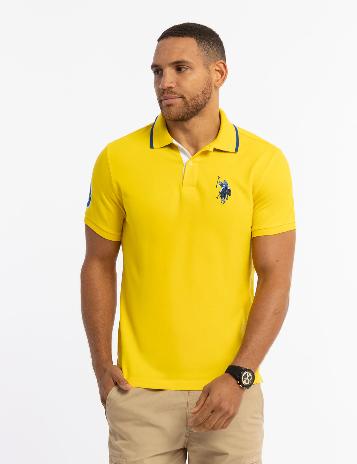 Slim Fit Polo Shirt with Big Logo & Multi-Tonal Design