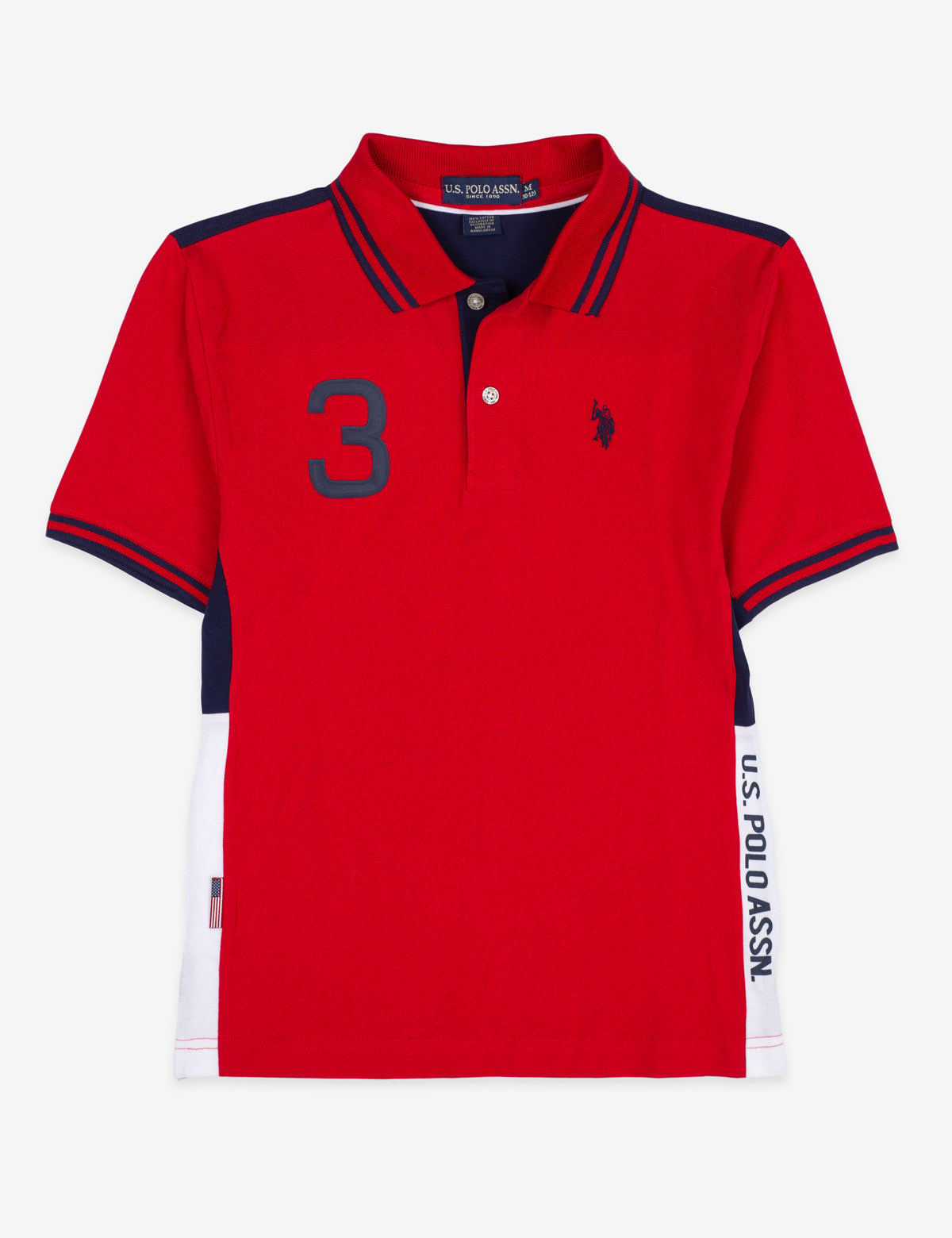 Colorblock Polo Shirt for Boys with Side Stripes & Button Placket
