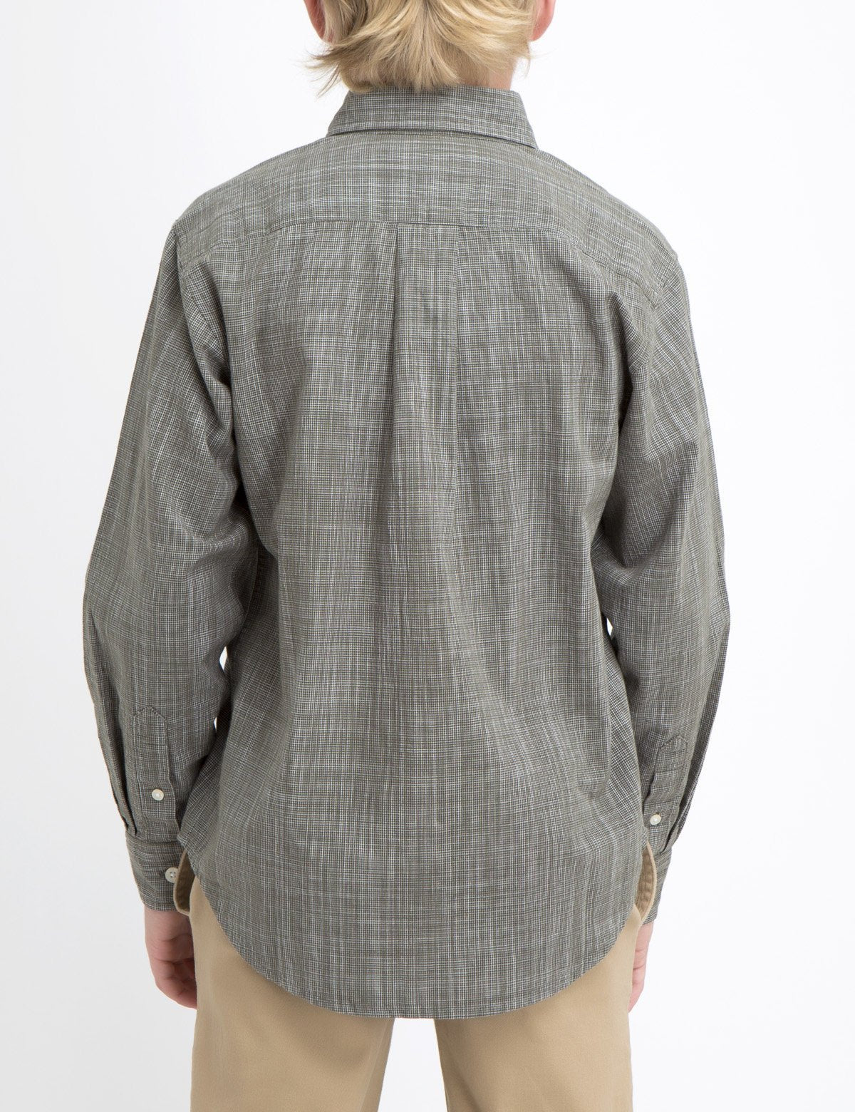 Boys Long Sleeve Cotton Dobby Shirt with Front Pocket | Button-Up