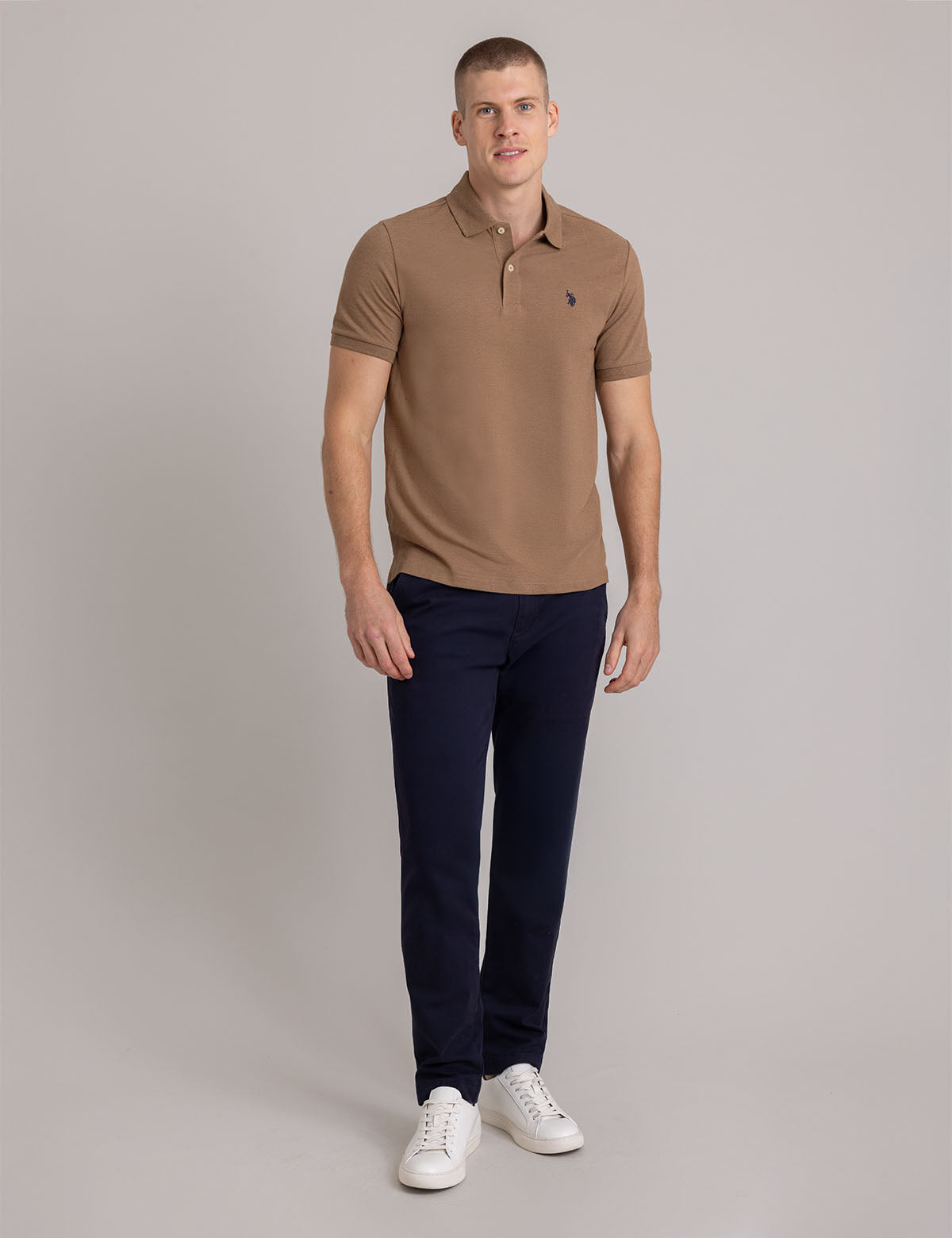 Men's Solid Pique Polo Shirt with Small Logo | Casual Wear