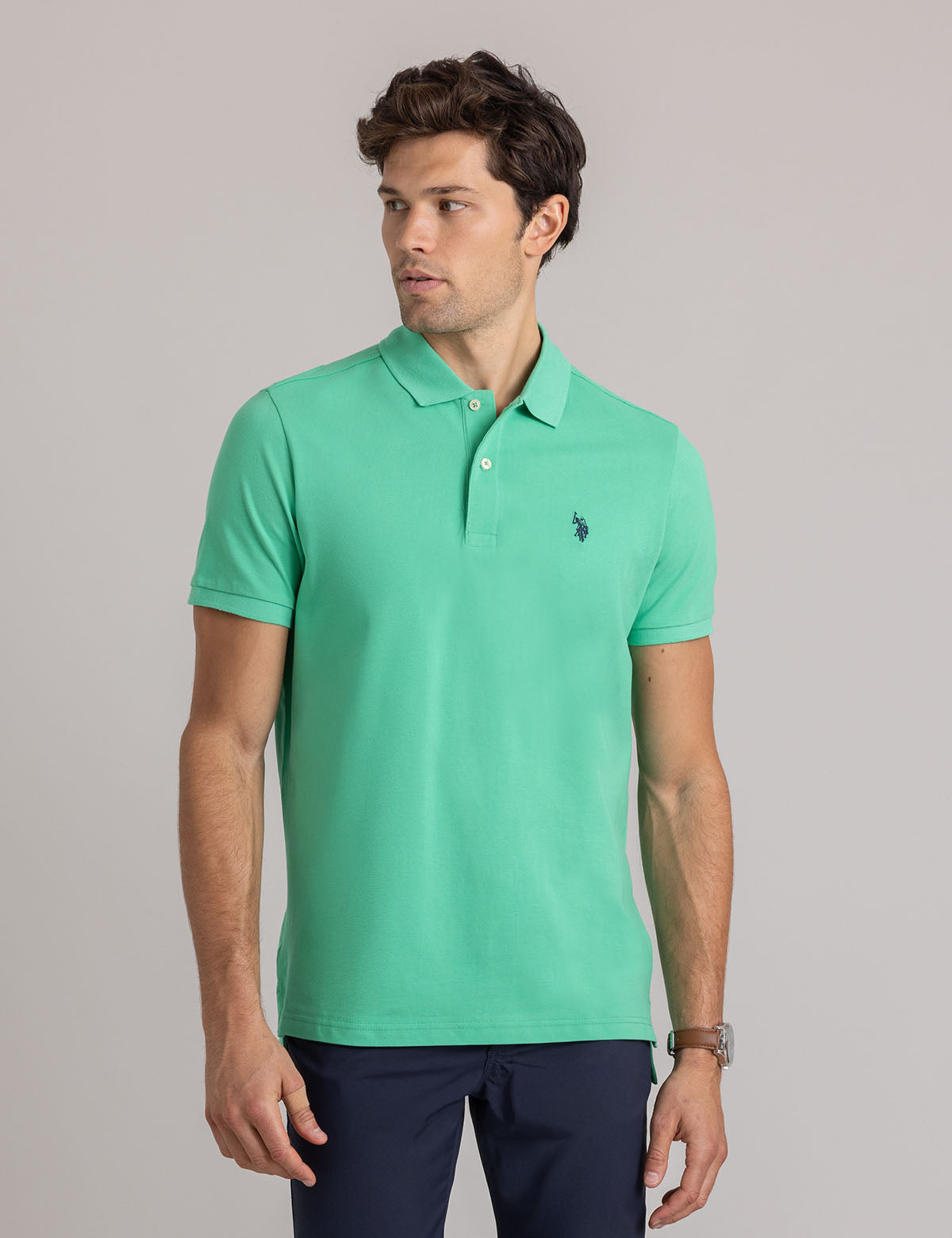 Men's Solid Pique Polo Shirt with Small Logo | Casual Wear