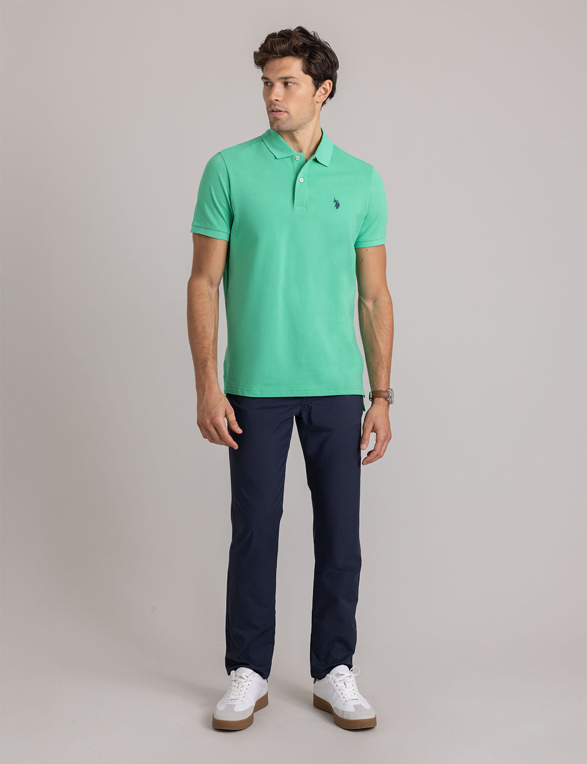 Men's Solid Pique Polo Shirt with Small Logo | Casual Wear