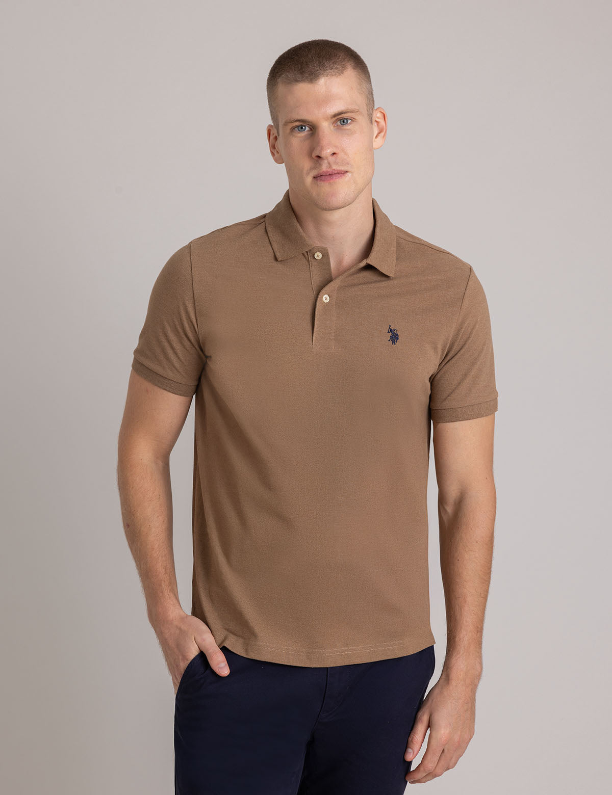 Men's Solid Pique Polo Shirt with Small Logo | Casual Wear