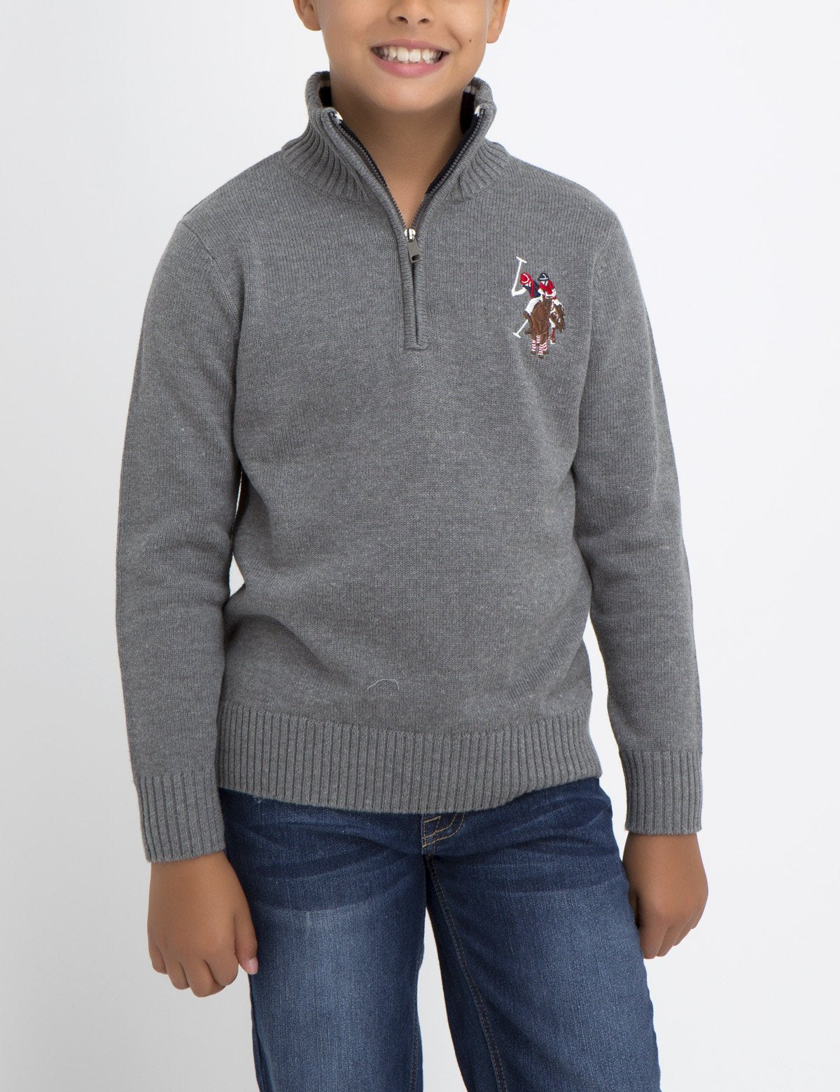 Boys' Colorblock Sweater with Logo | Ribbed Cuffs & Collar