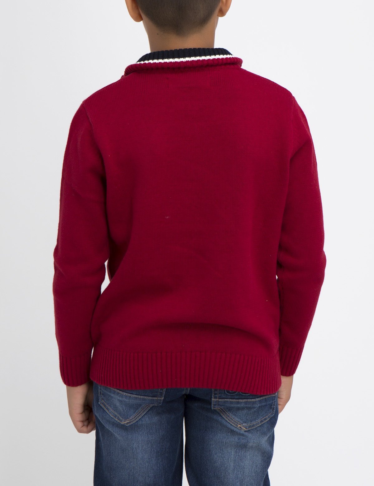 Boys' Colorblock Sweater with Logo | Ribbed Cuffs & Collar