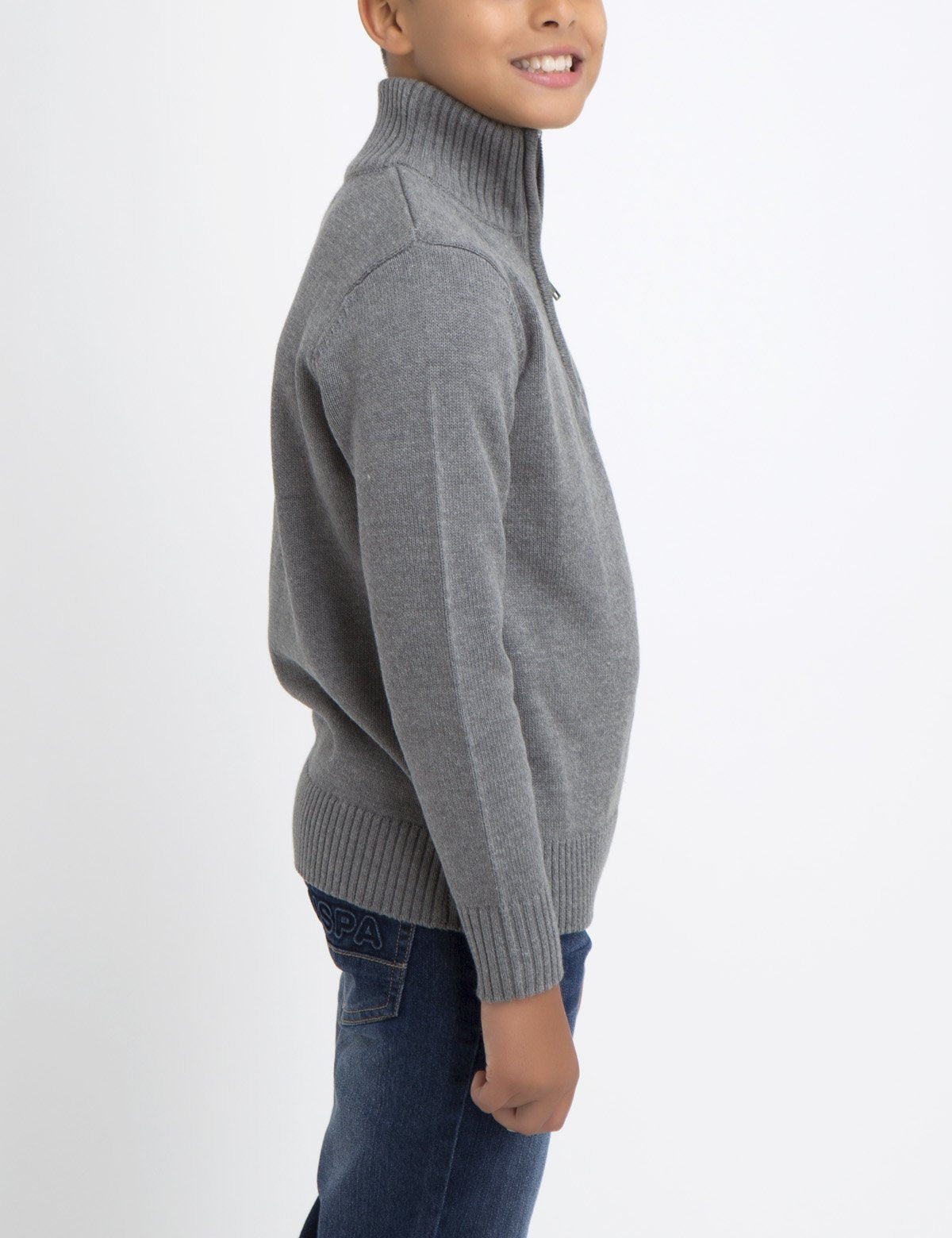 Boys' Colorblock Sweater with Logo | Ribbed Cuffs & Collar