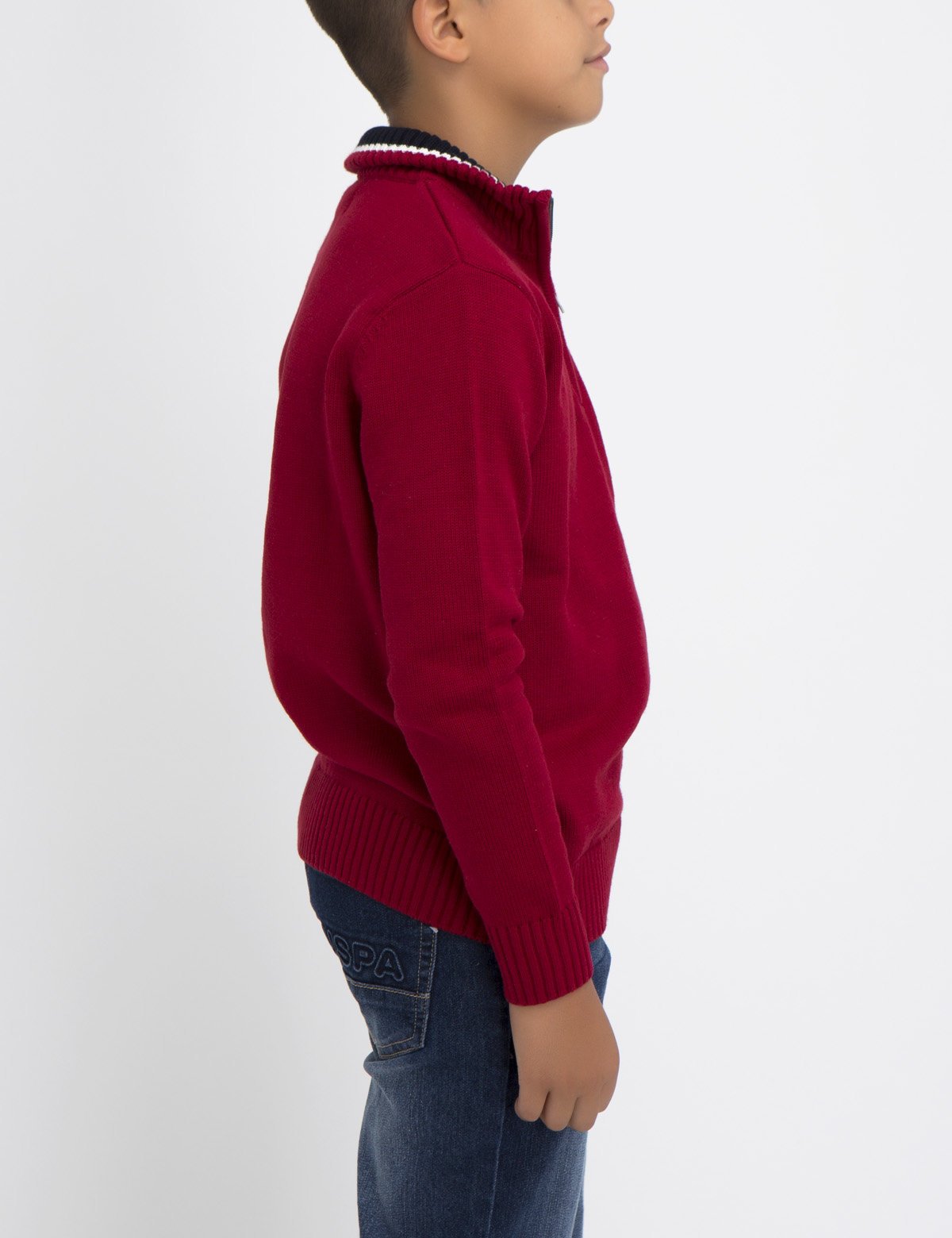 Boys' Colorblock Sweater with Logo | Ribbed Cuffs & Collar