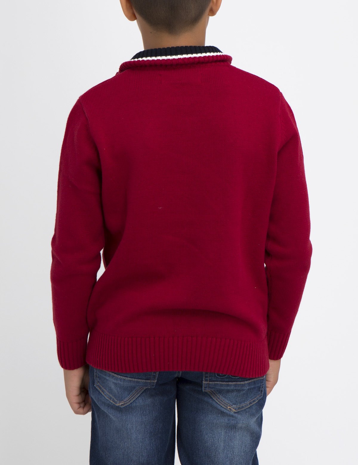 Boys' Colorblock Sweater with Logo | Ribbed Cuffs & Collar