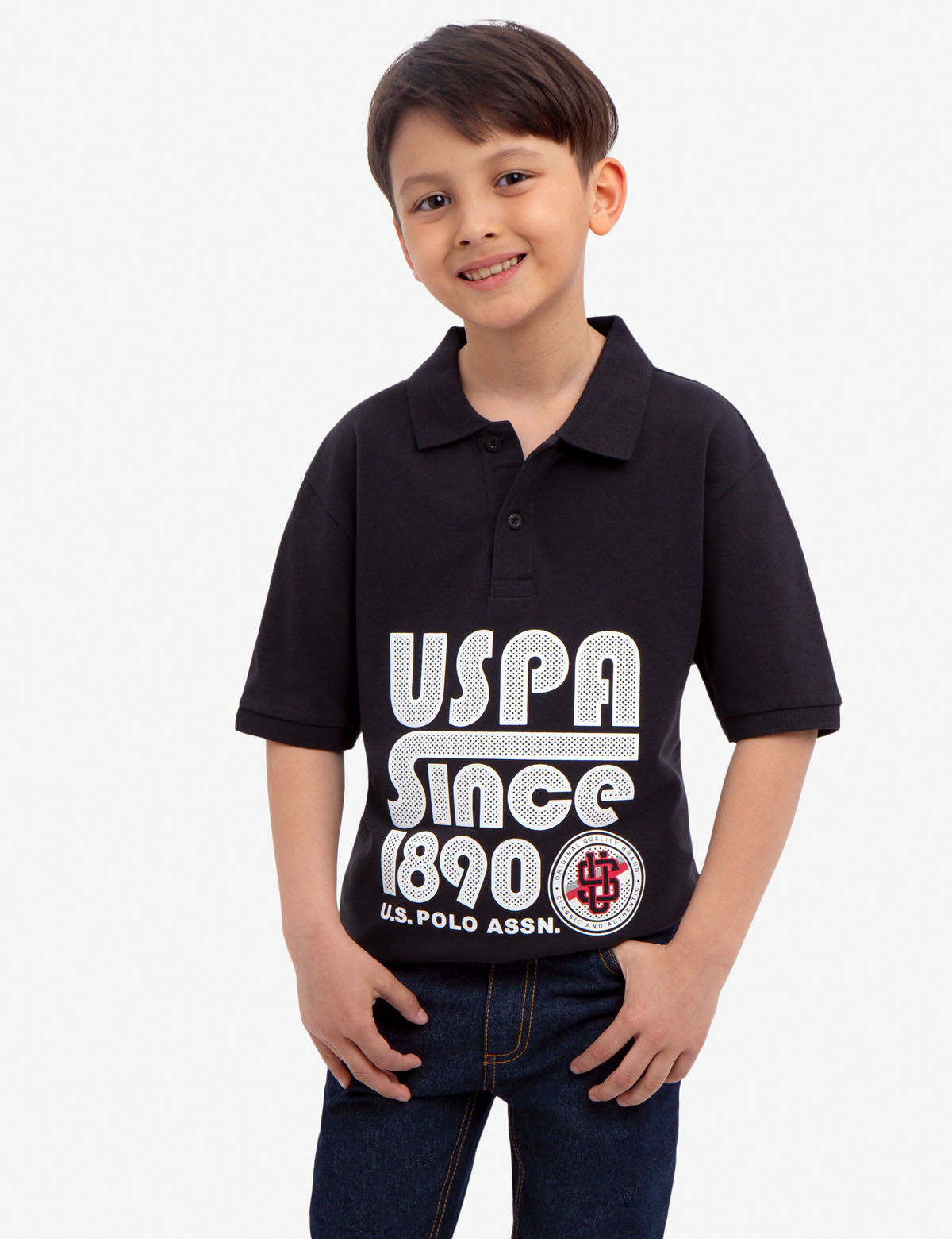 Boys' Solid Pique Polo Shirt with Button Placket & Short Sleeves