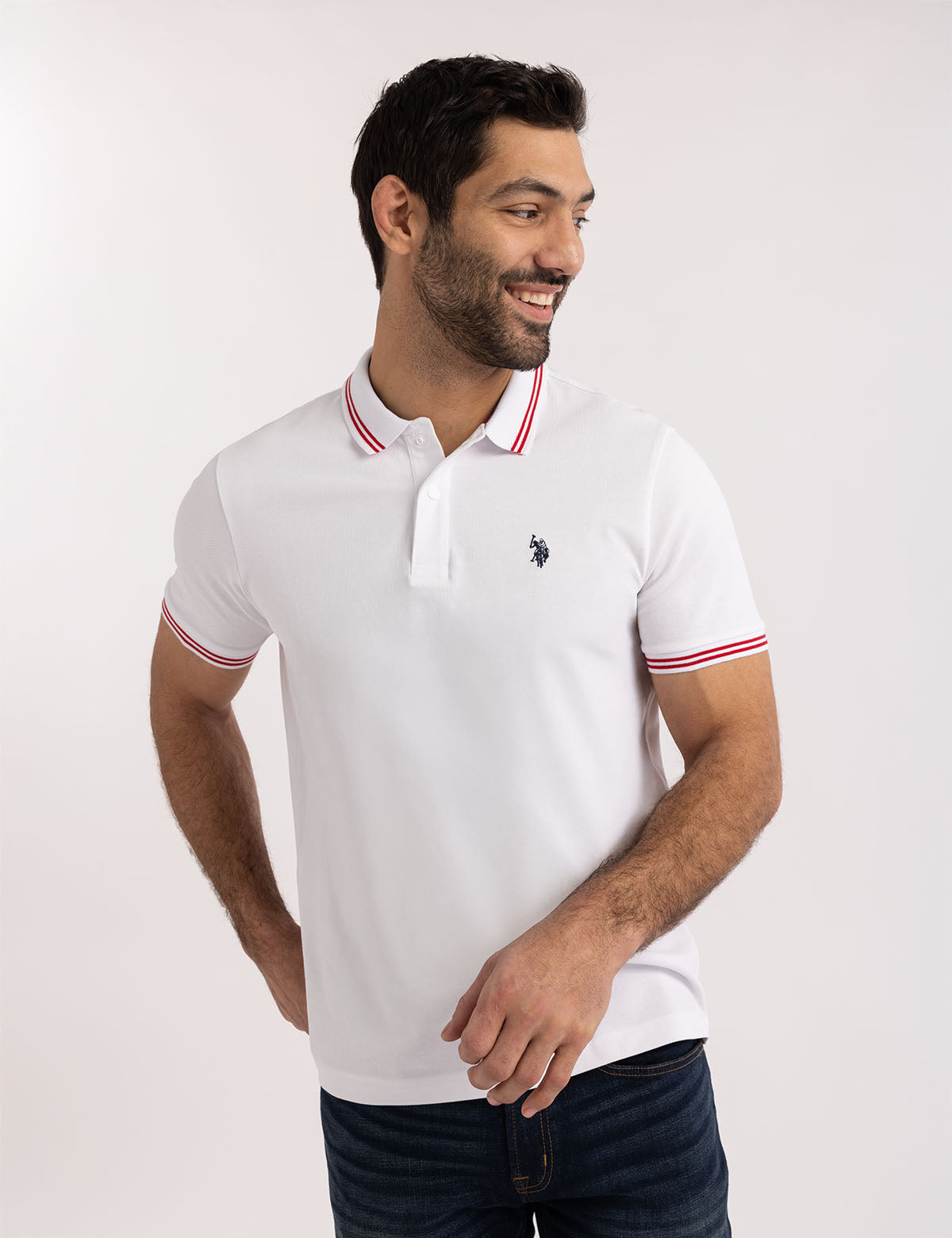 Snap Button Tipped Pique Polo Shirt for Men | Casual & Comfortable