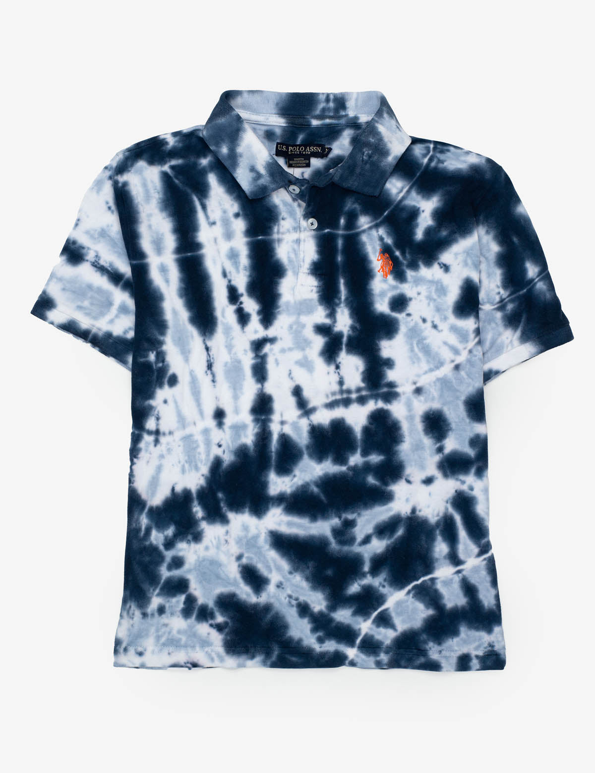 Tie Dye Polo Shirt for Boys with Embroidered Logo | Classic Short Sleeve