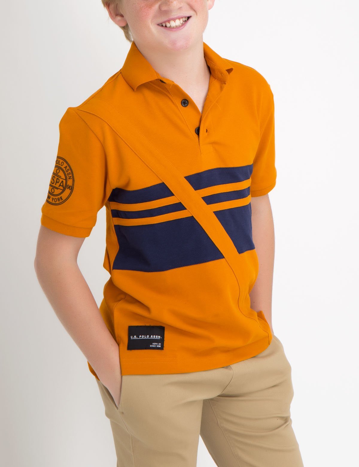 Boys' Vertical Stripe Polo Shirt - 100% Cotton Pique | Solid Rib Collar