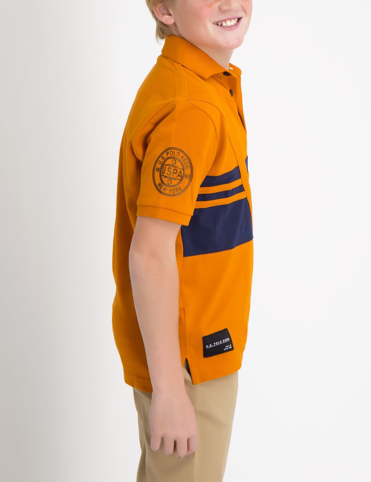 Boys' Vertical Stripe Polo Shirt - 100% Cotton Pique | Solid Rib Collar