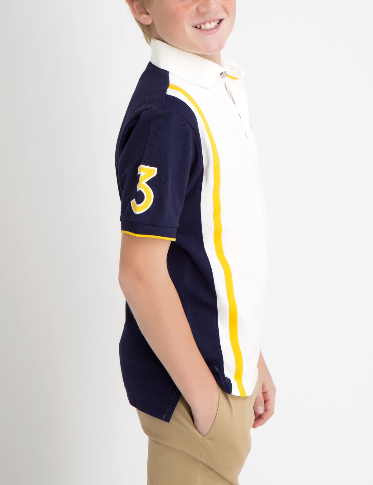 Boys' Vertical Stripe Polo Shirt - 100% Cotton Pique | Solid Rib Collar