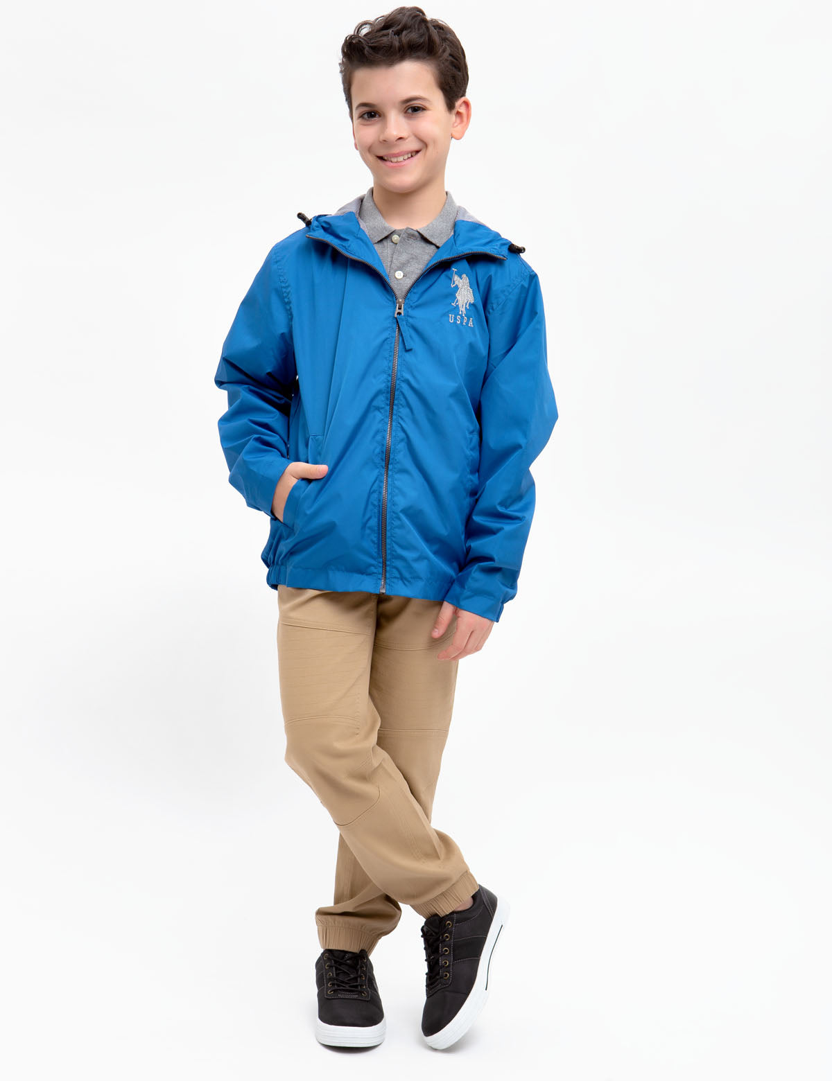 Boys Windbreaker Jacket with Hood & Full Zipper | Waterproof Polyester
