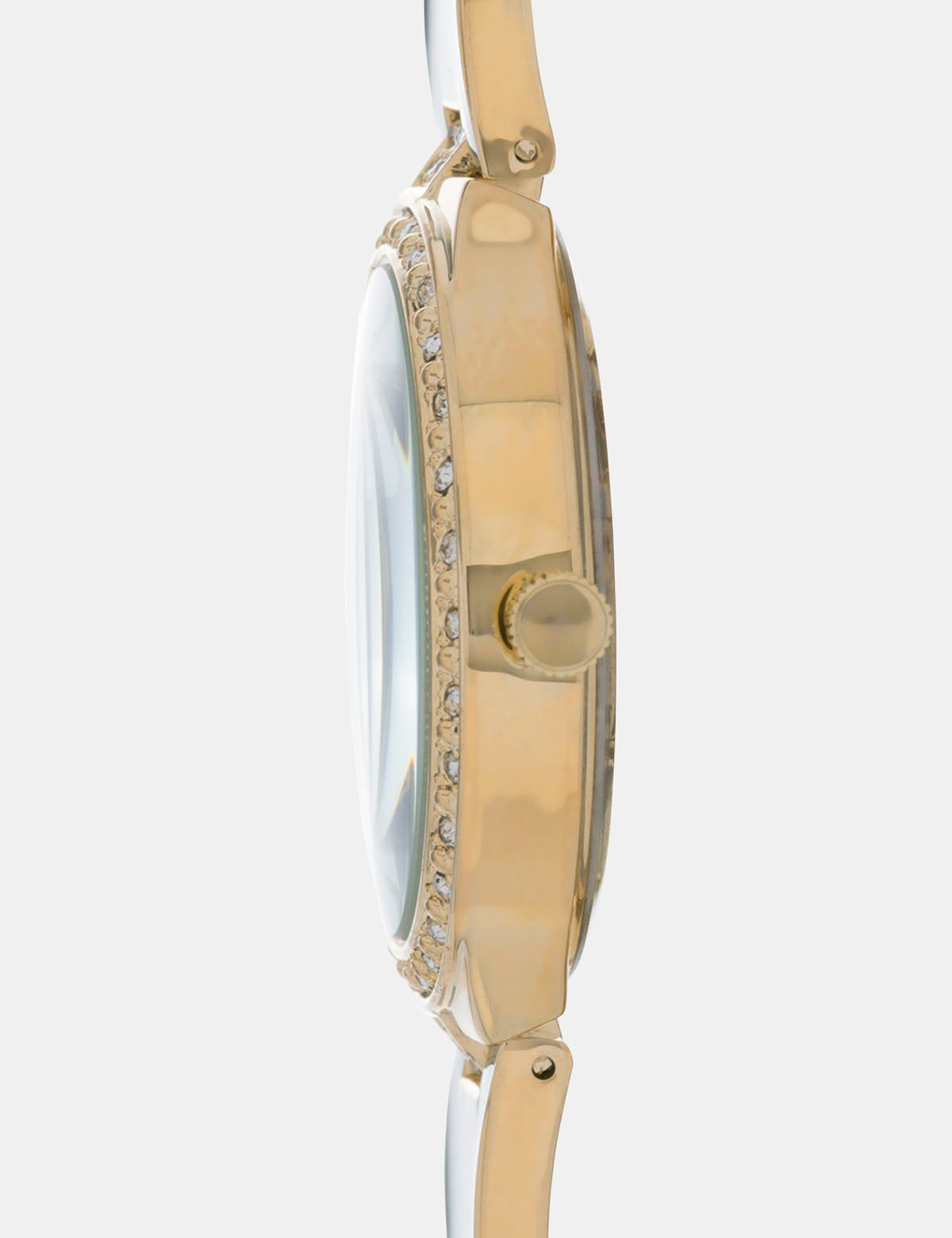 Gold-Tone Diamond Dial Bracelet Watch with Adjustable Chain Link Band
