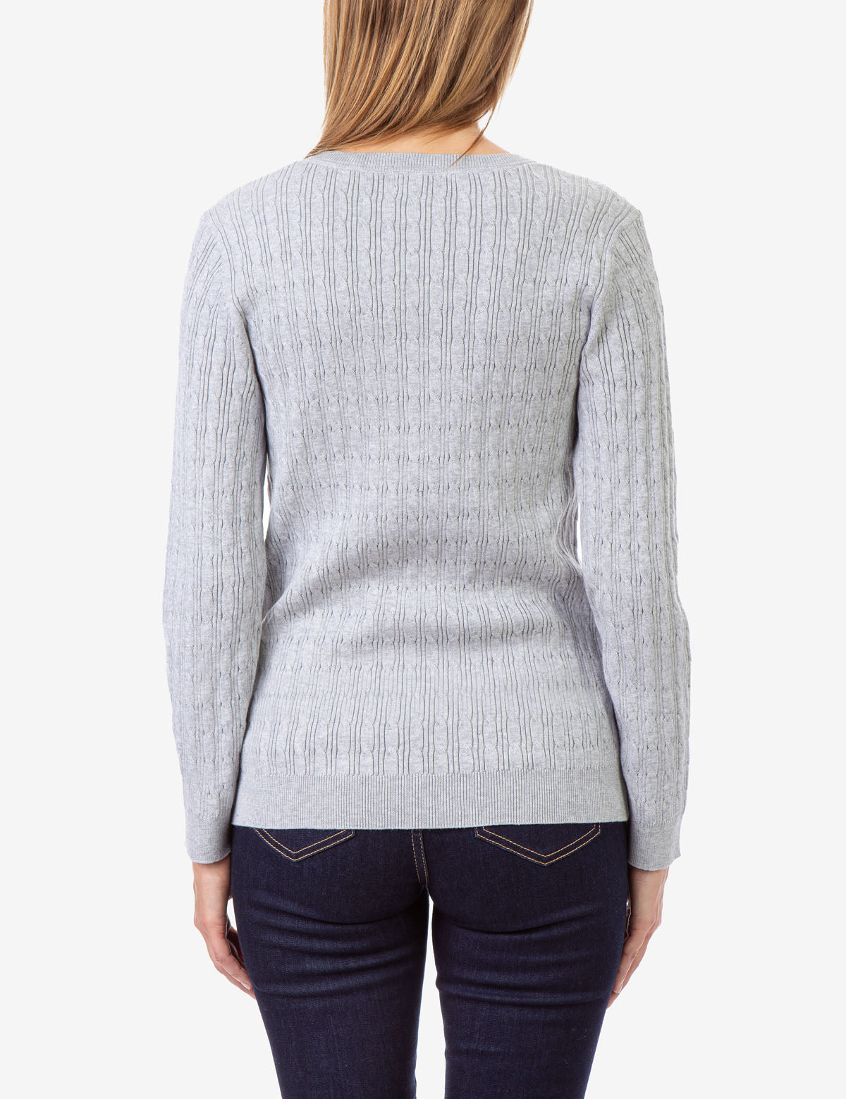Women's Cable Knit V-Neck Sweater with Long Sleeves | CozyStyle