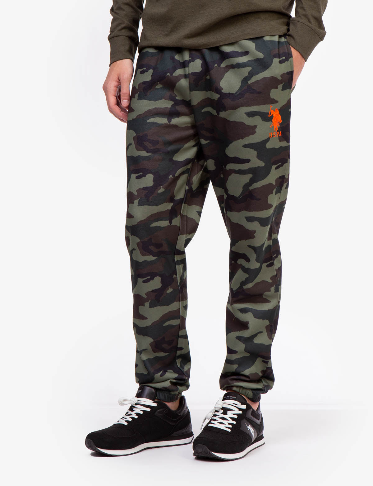Camo Fleece Joggers with Elastic Waist & Side Pockets | USPA