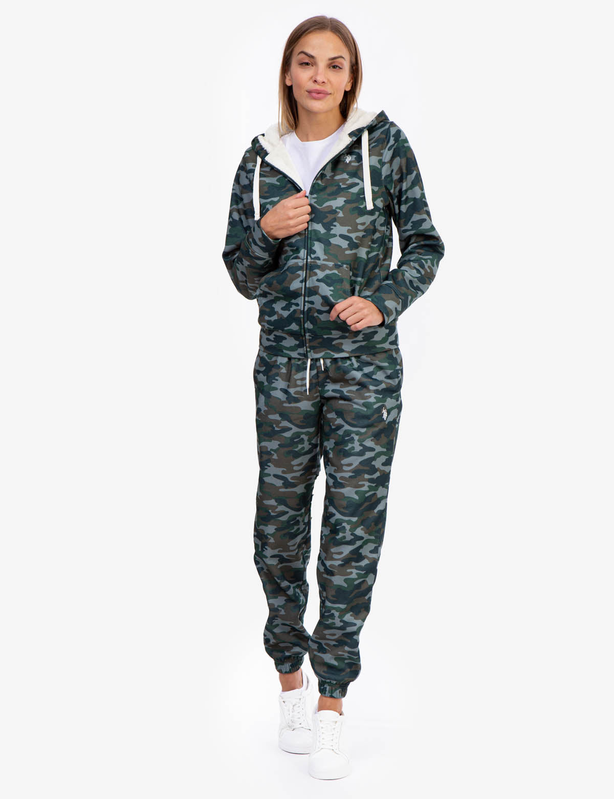 Camo Sherpa Lined Zip Hoodie with Kangaroo Pockets | Outdoor Wear