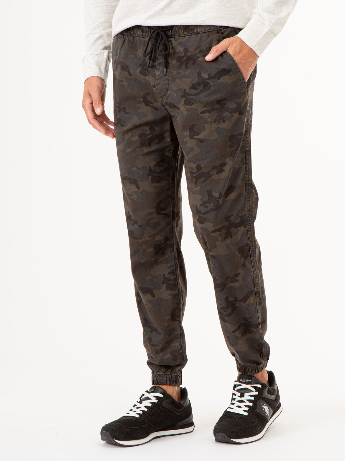 Men's Camo Twill Joggers with Elastic Waist & Pockets | Slim Fit