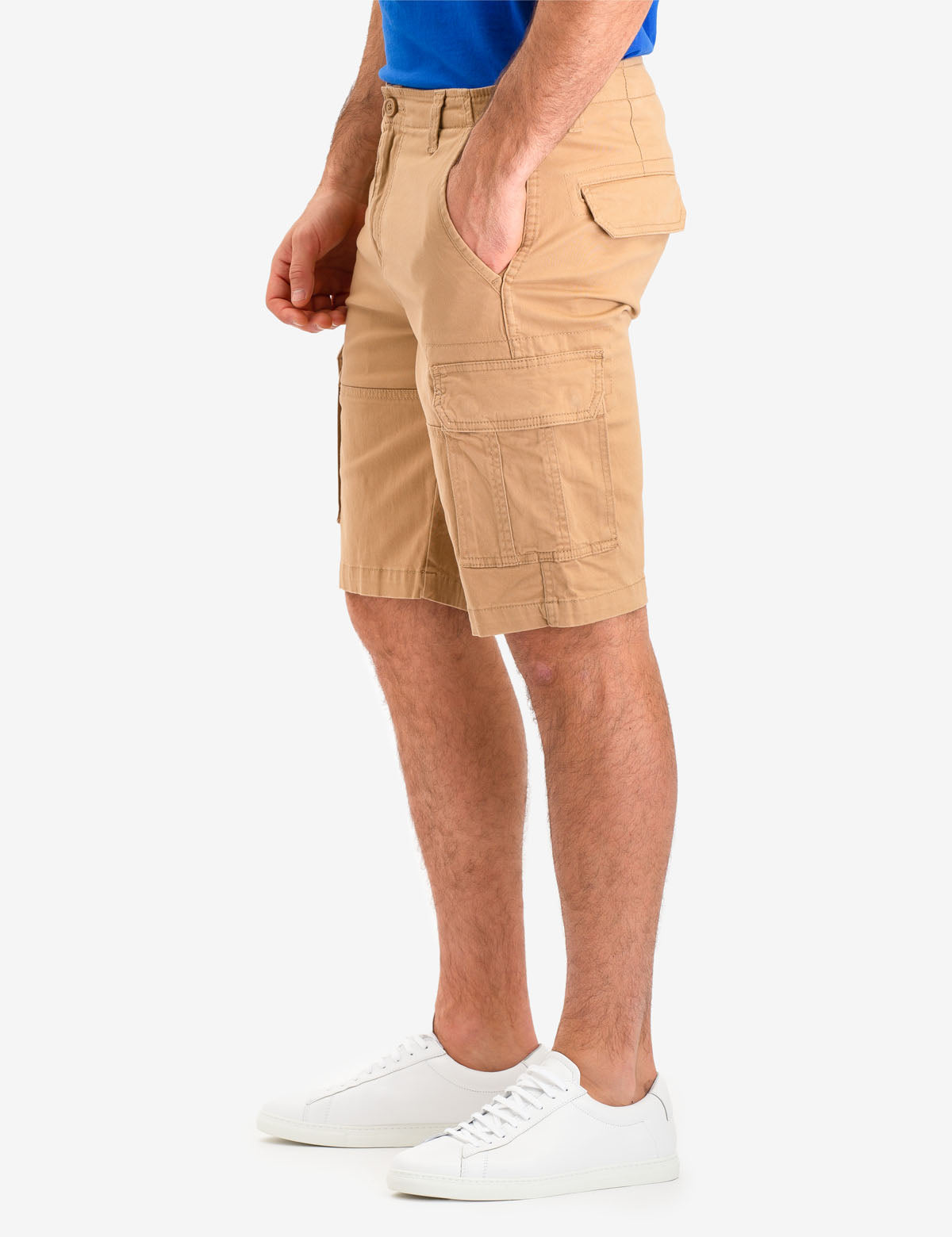 Cargo Stretch Twill Shorts with Button Closure & Multi Pockets