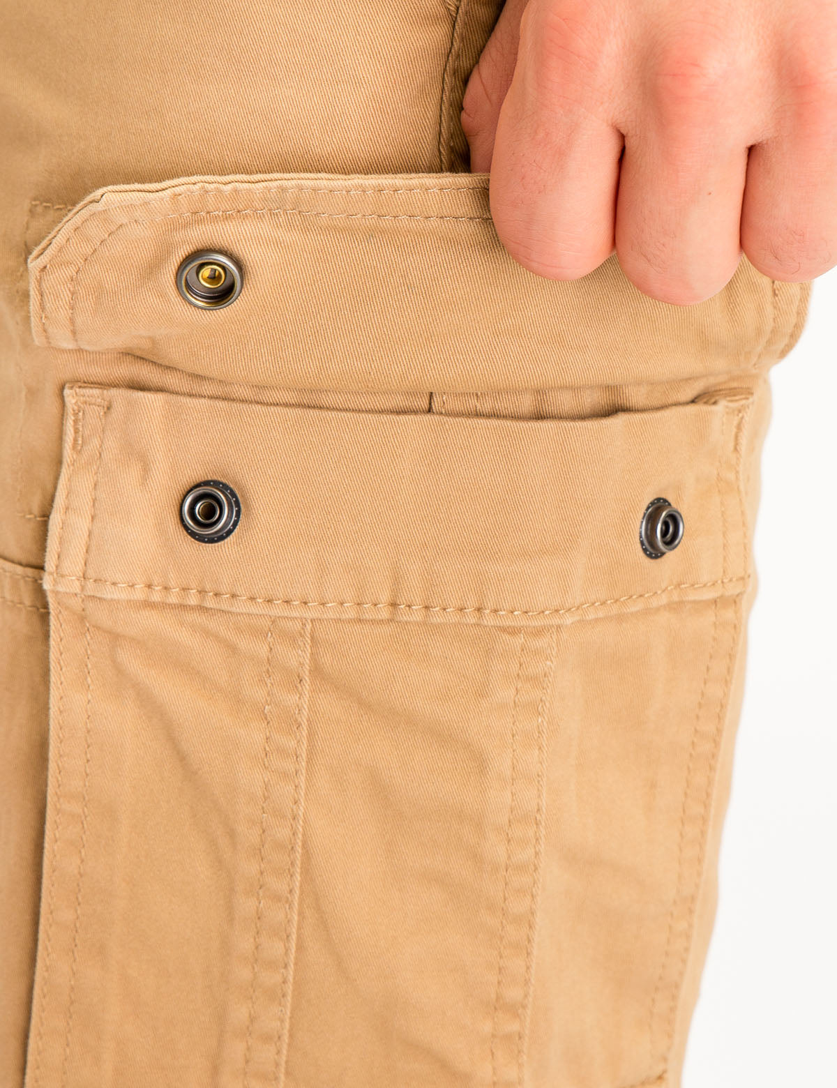 Cargo Stretch Twill Shorts with Button Closure & Multi Pockets