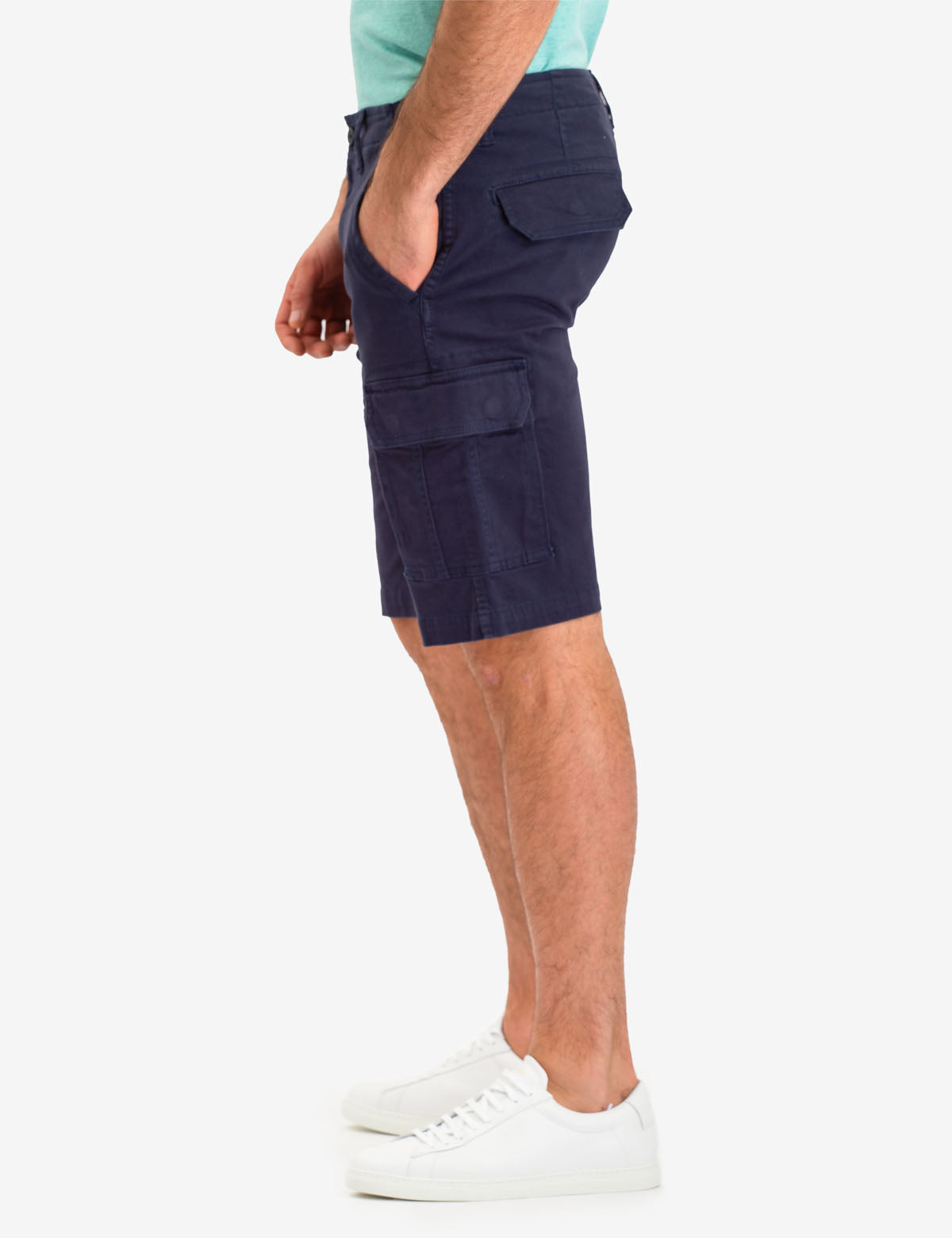 Cargo Stretch Twill Shorts with Button Closure & Multi Pockets