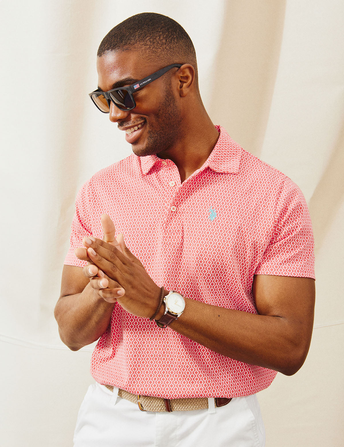 Chain Link Print Polo Shirt | Jersey Comfort Fit
