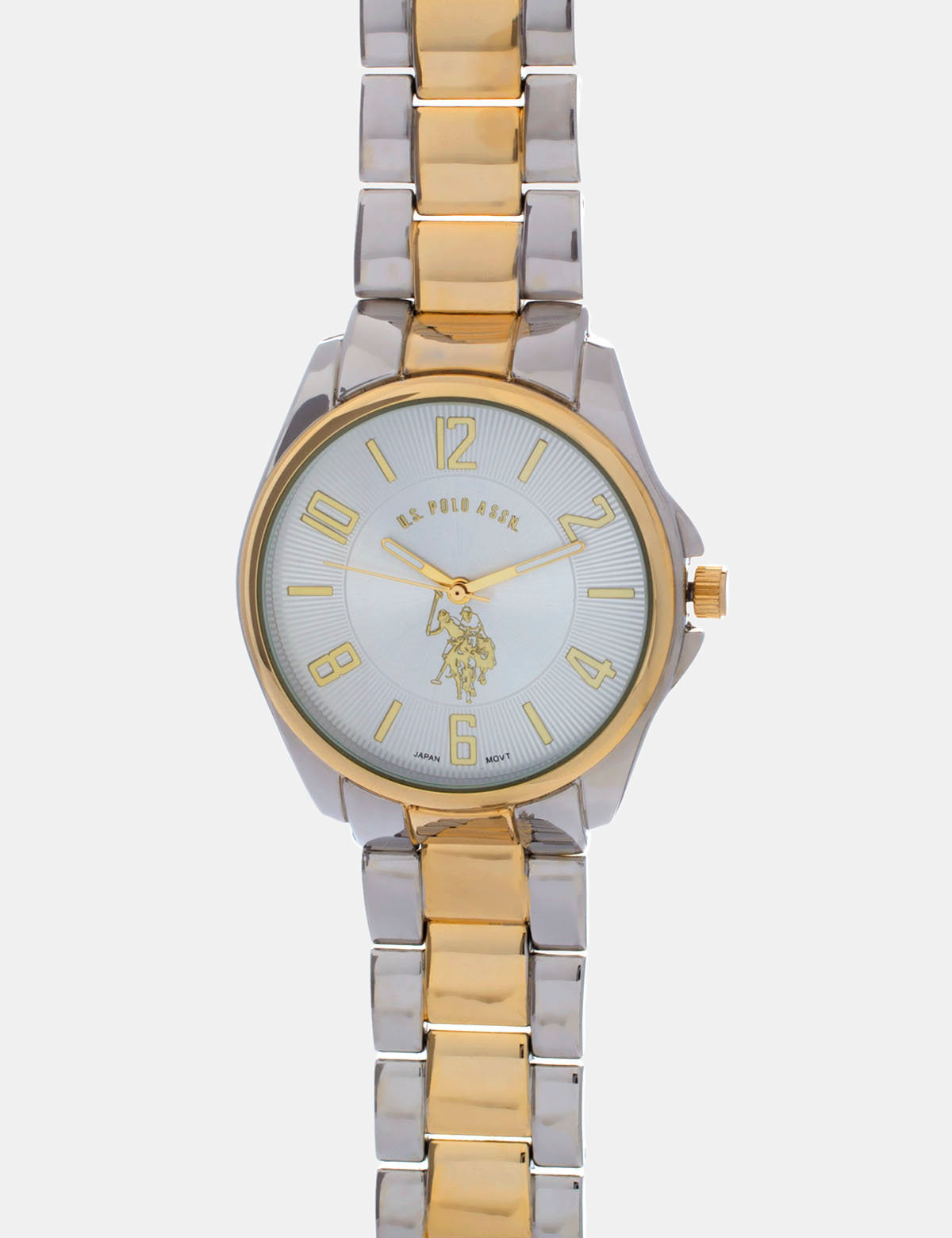 Silver & Gold Chain Link Watch with Glass Dial | Adjustable Band
