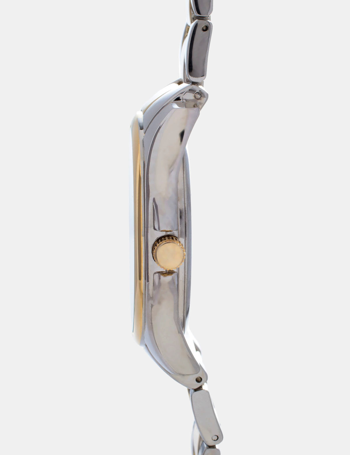 Silver & Gold Chain Link Watch with Glass Dial | Adjustable Band