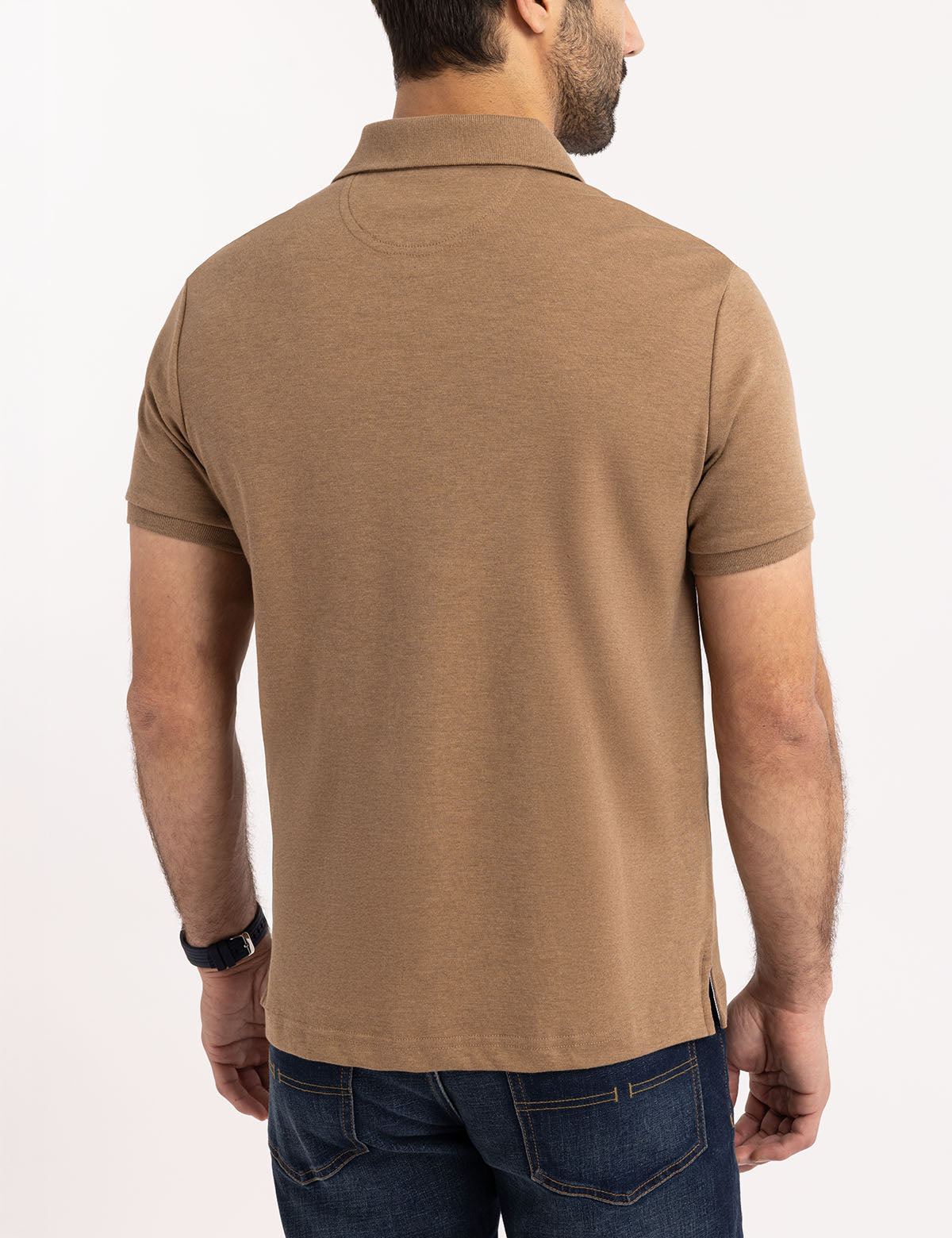 Solid Interlock Polo Shirt with Woven Trim | Classic Fit