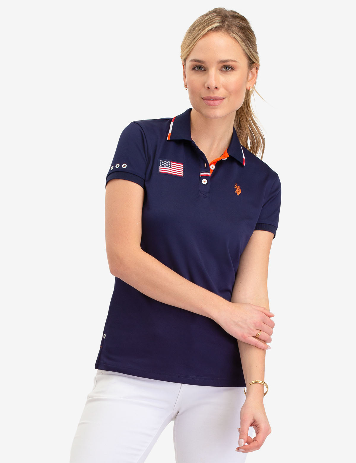 Men's Chest Flag Polo Shirt with Vented Sides | Embroidered Logo