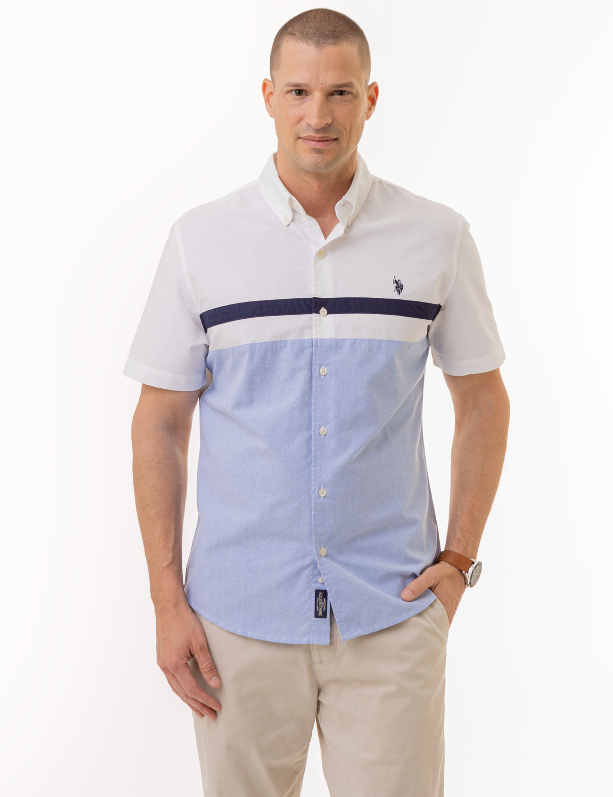 Men's Striped Short Sleeve Oxford Shirt | Casual Summer Wear