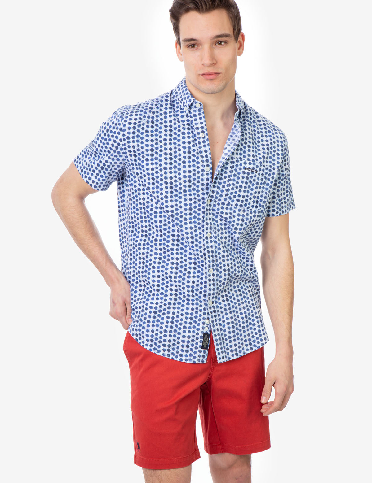Circle Print Short Sleeve Shirt with Button Front | U.S. Polo Assn.