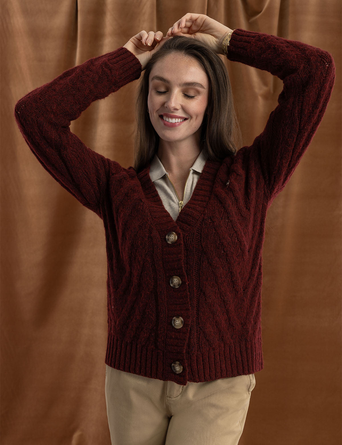 Classic Cable Knit Cardigan for Women | Cozy Winter Sweater