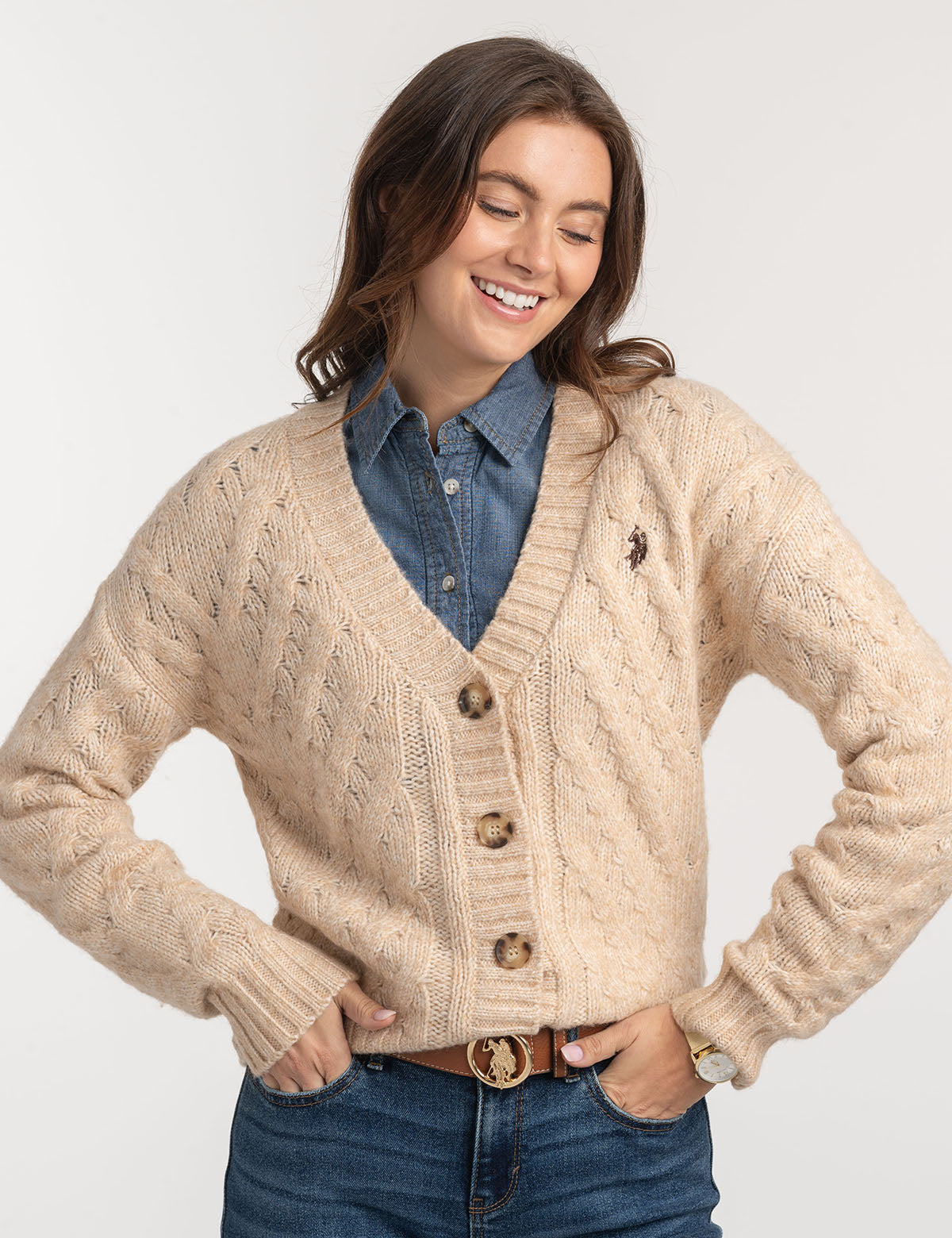 Classic Cable Knit Cardigan for Women | Cozy Winter Sweater