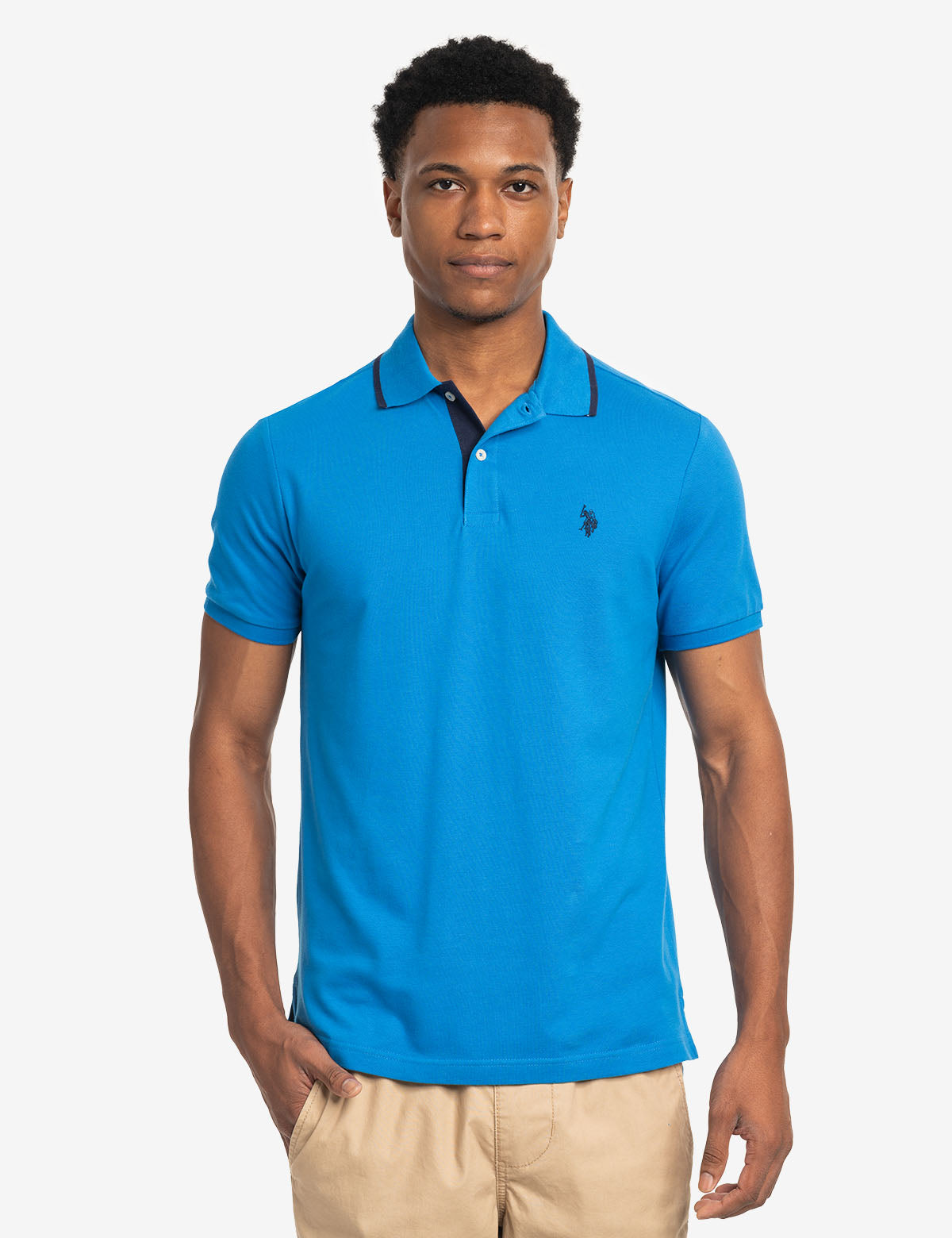 Slim Fit Stretch Polo Shirt for Men | Solid Pique with Embroidered Logo