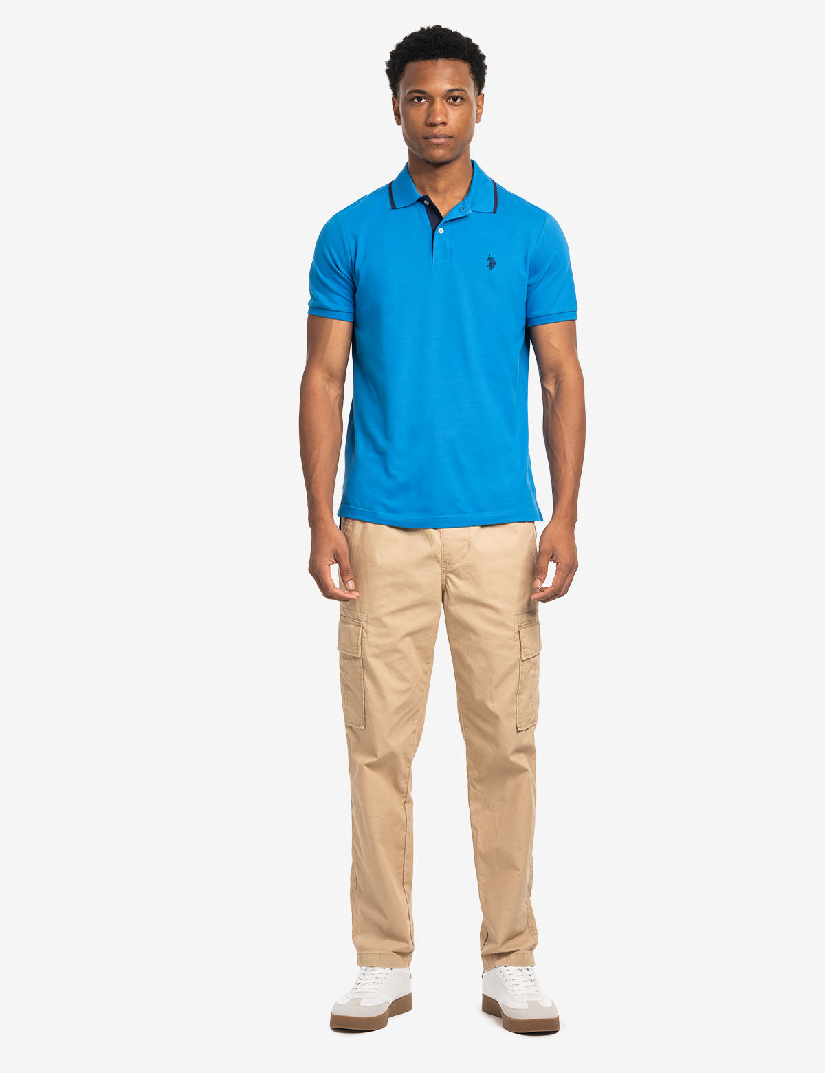 Slim Fit Stretch Polo Shirt for Men | Solid Pique with Embroidered Logo