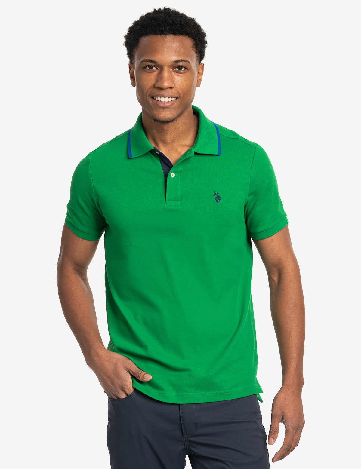 Slim Fit Stretch Polo Shirt for Men | Solid Pique with Embroidered Logo