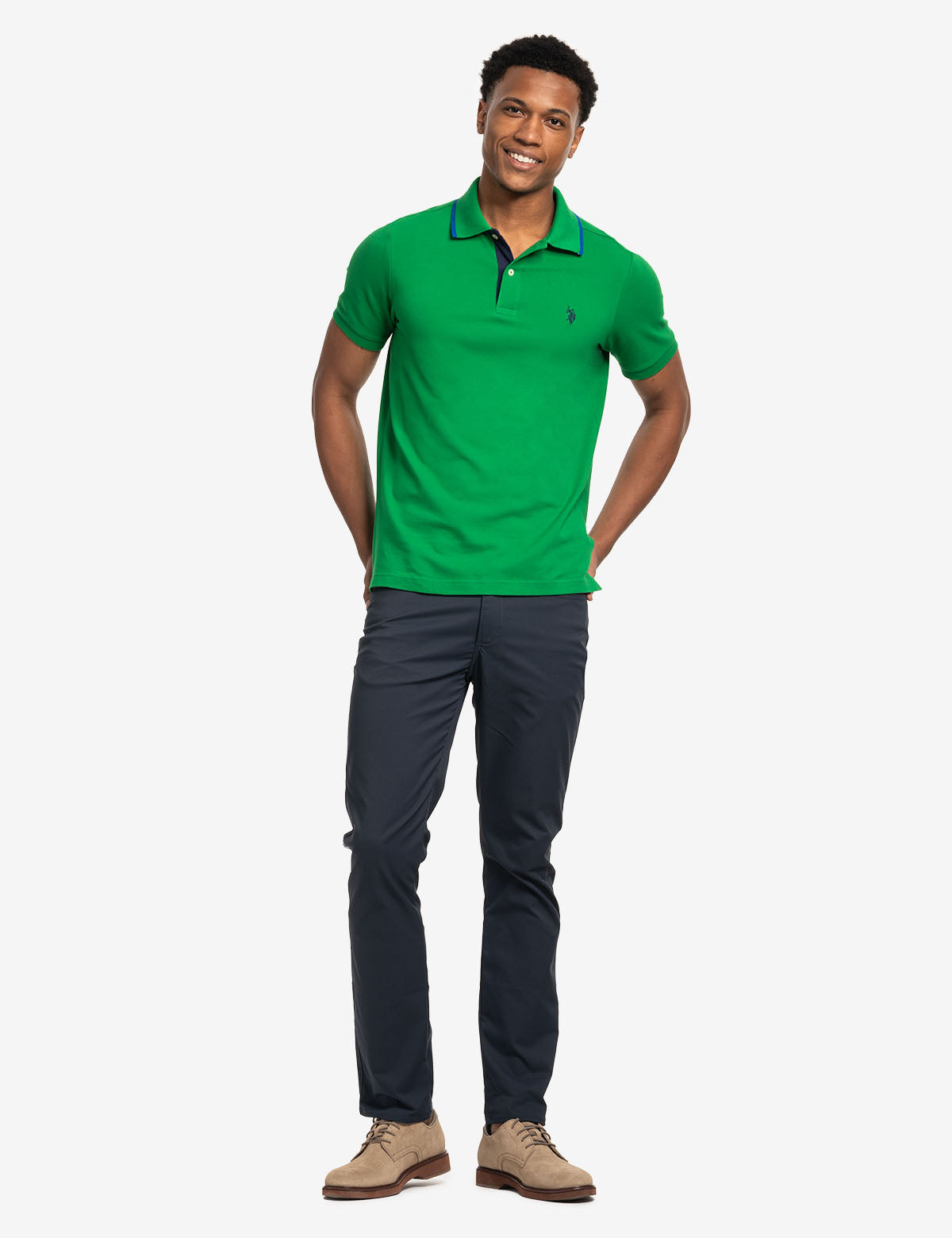 Slim Fit Stretch Polo Shirt for Men | Solid Pique with Embroidered Logo
