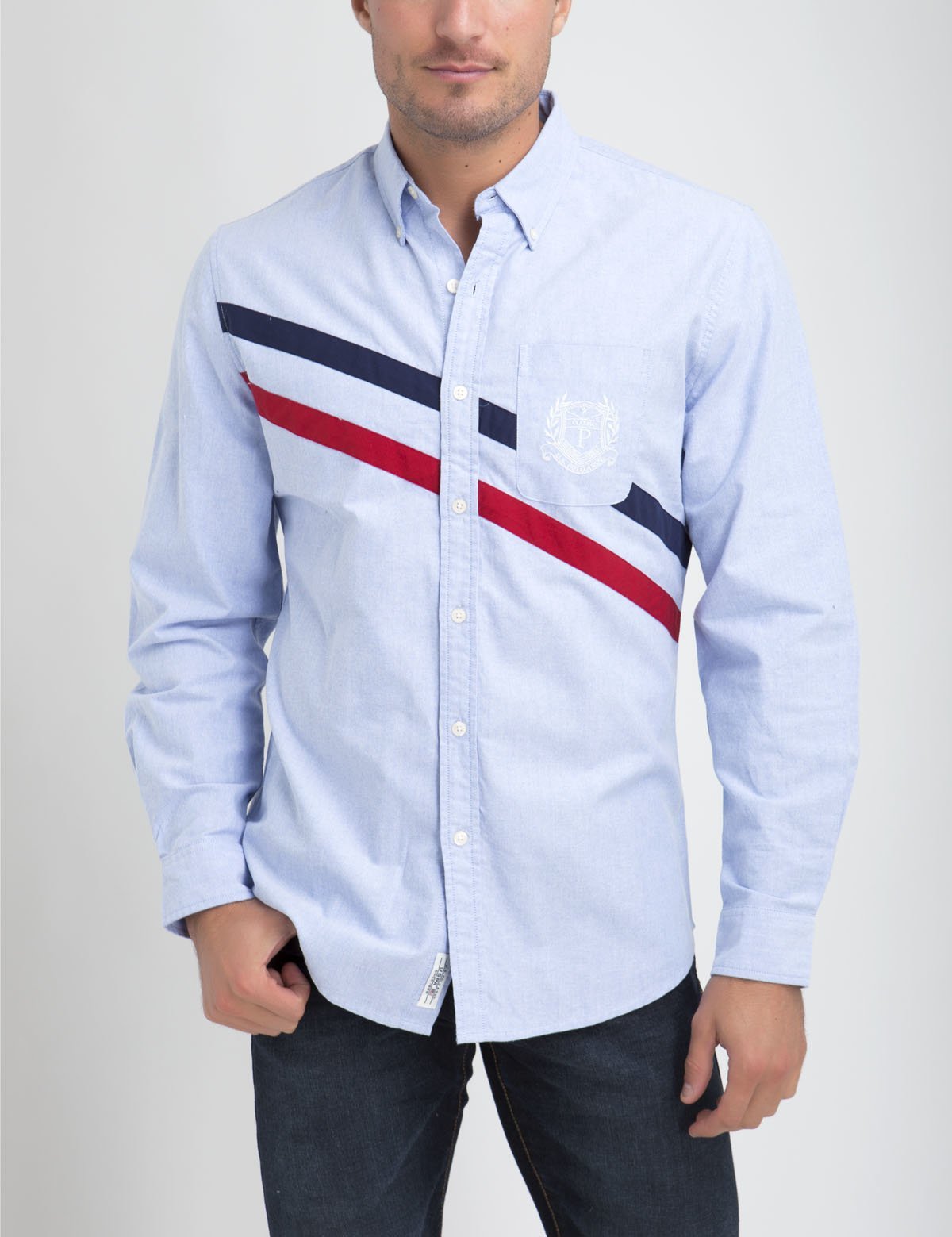 Classic Fit Oxford Shirt with Diagonal Design | 100% Cotton