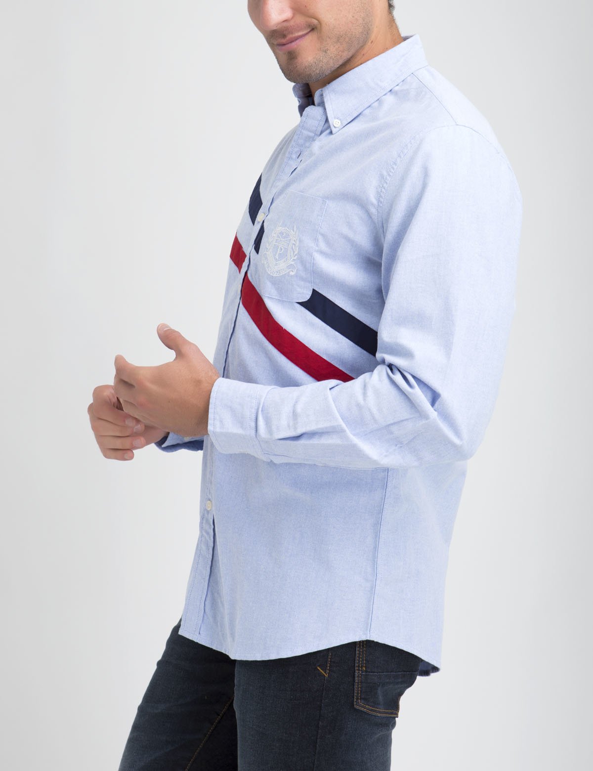 Classic Fit Oxford Shirt with Diagonal Design | 100% Cotton