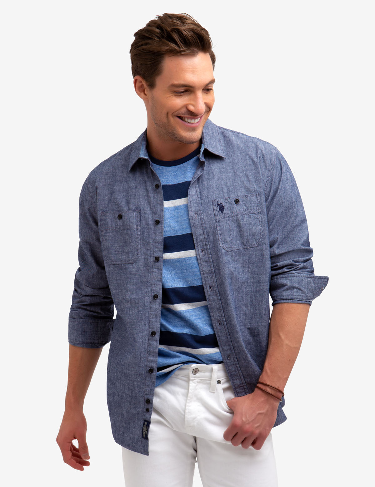 Classic Fit Cotton Slub Canvas Shirt with Chest Pockets | [Brand Name]