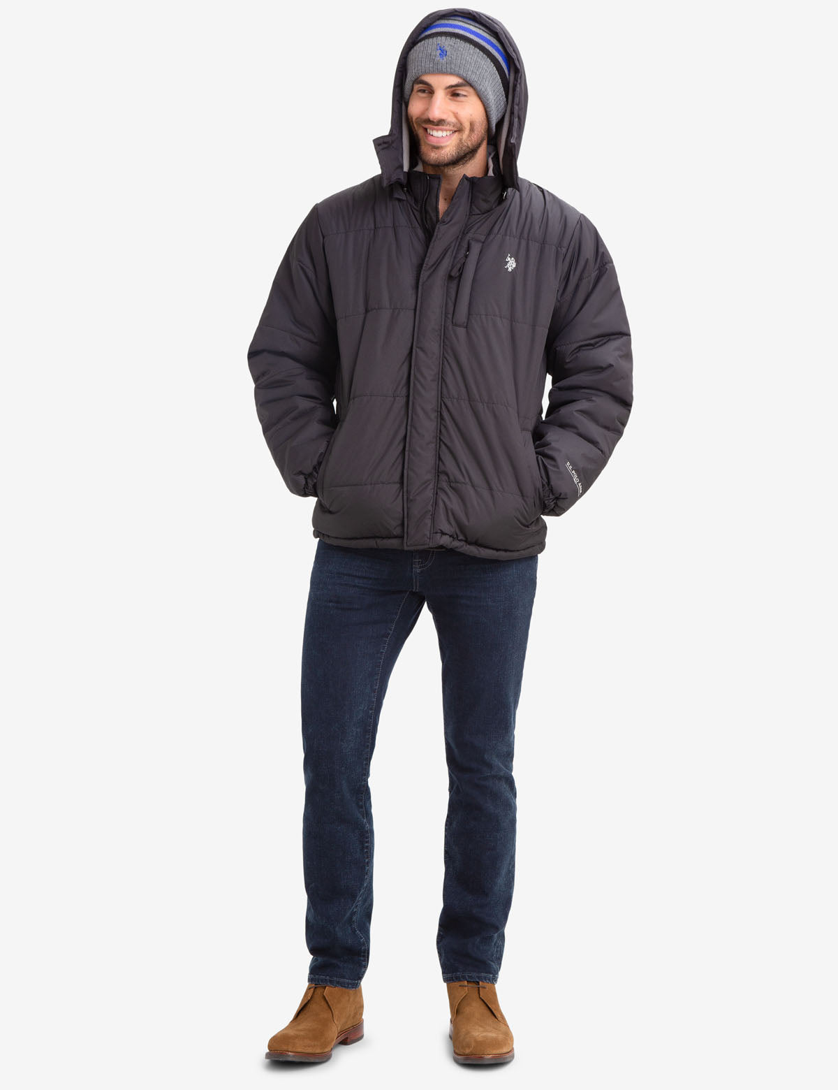 Fleece Lined Puffer Coat with Detachable Hood | Classic Winter Jacket