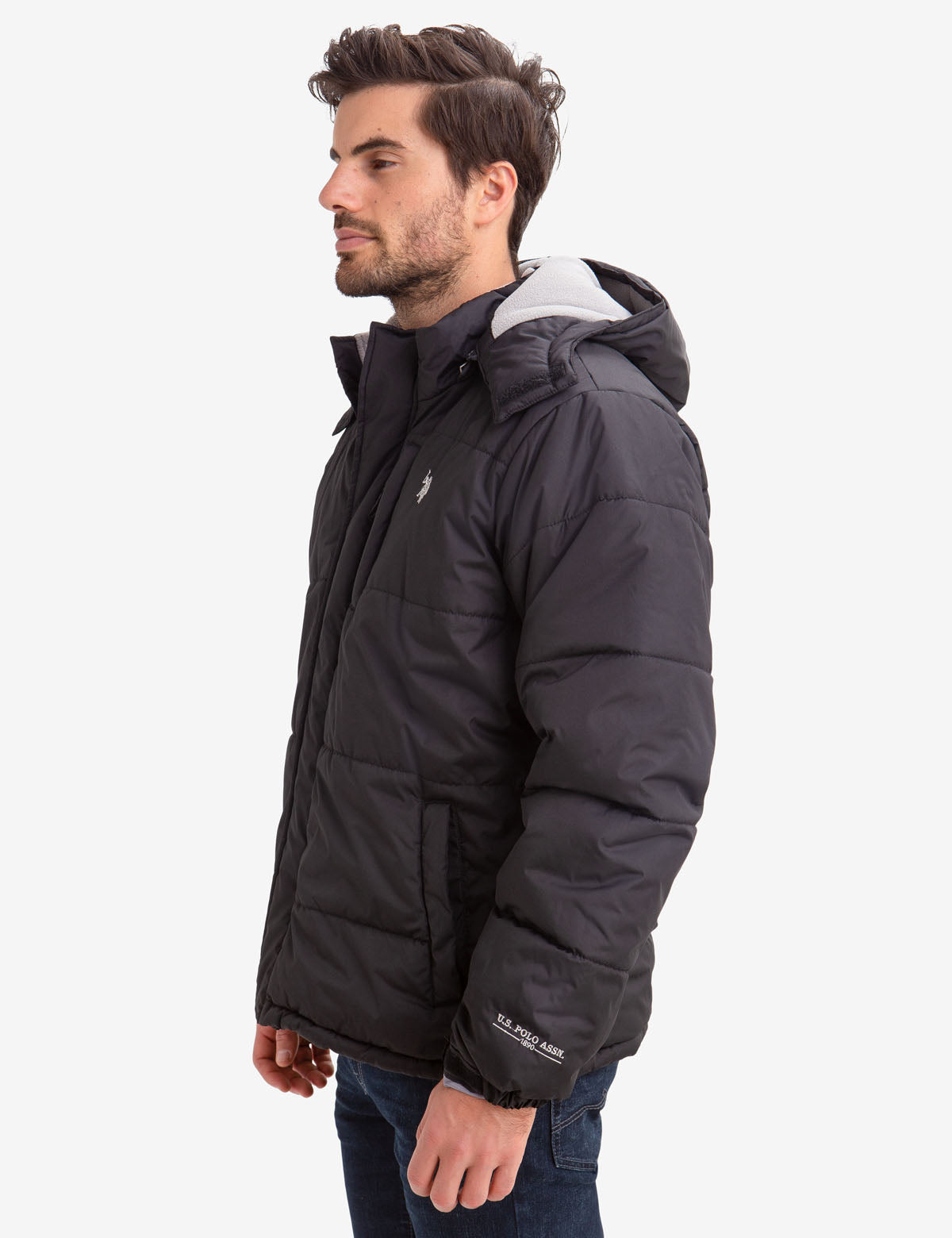 Fleece Lined Puffer Coat with Detachable Hood | Classic Winter Jacket
