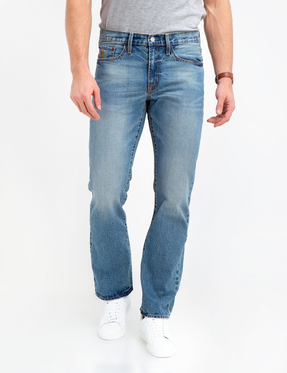 Classic Straight Fit Denim Jeans with Button Closure & 5 Pockets