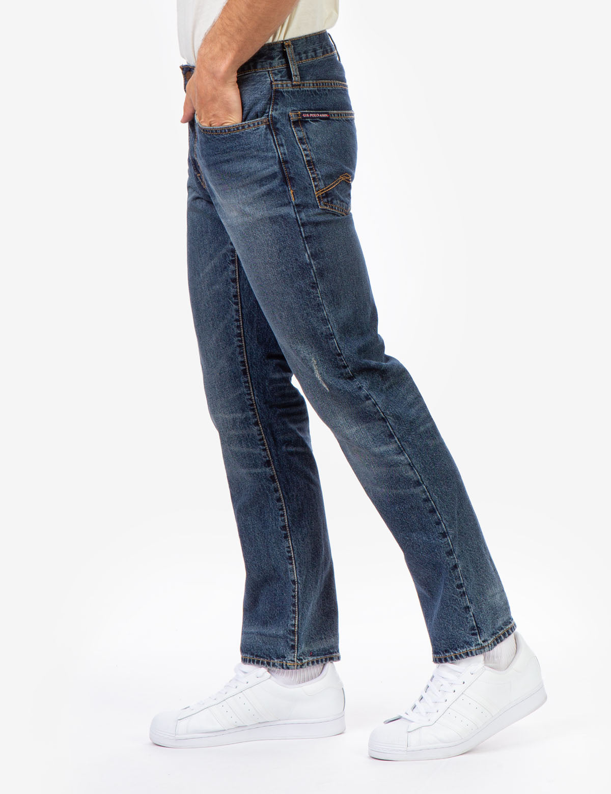 Classic Straight Fit Denim Jeans with Button Closure & 5 Pockets