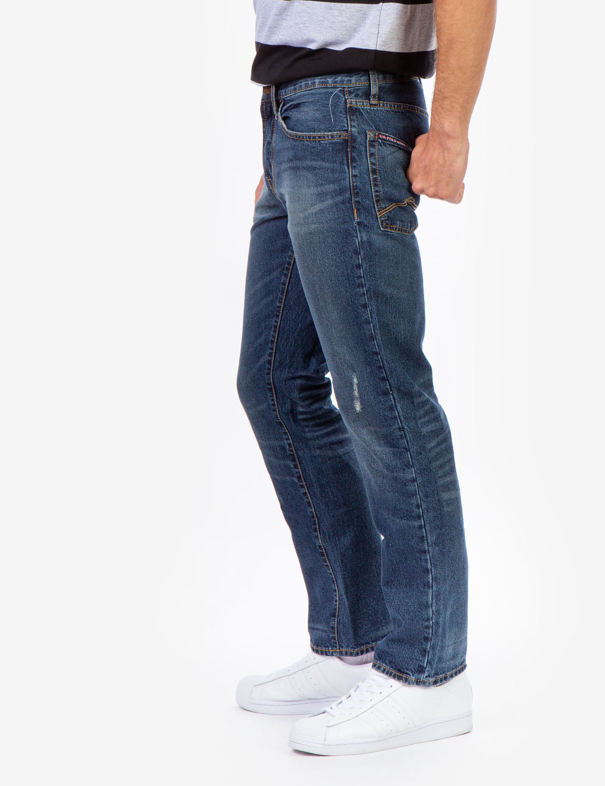 Classic Straight Fit Denim Jeans with Button Closure & 5 Pockets